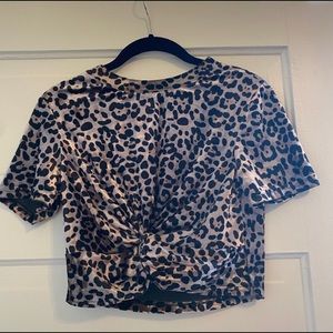 Wild Honey Leopard Print Crop top with Twisted Front detail - Small